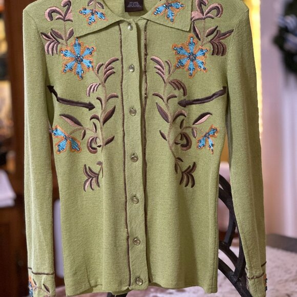 Double D Ranch Sweaters - Double D Ranch knit top Green